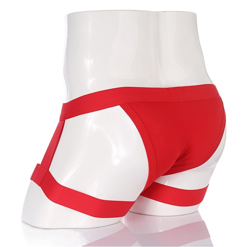 European and American Trendy Bondage Underwear Men's Sexy U Convex Bag Bottoms Cotton Upgraded Belt Low-Waist Briefs