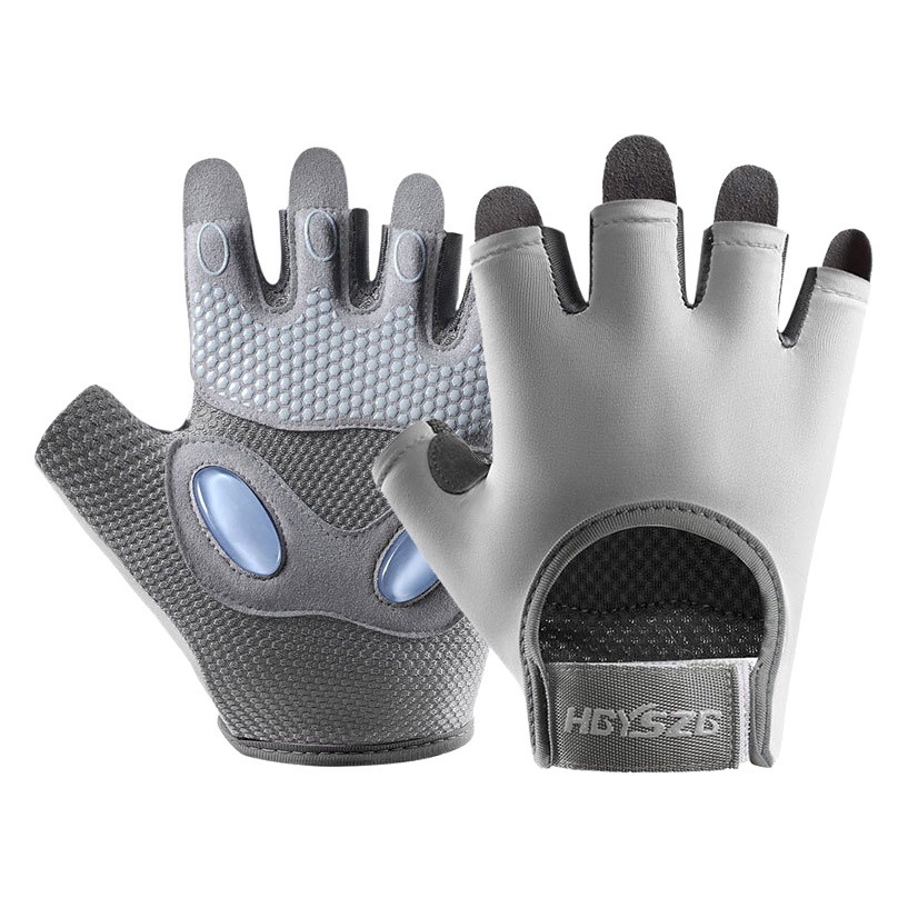 Sports Fitness Half Finger Gloves Women's Thickened Palm Pad Silicone Shock Absorbing Palm Protection Equipment Yoga Breathable Rope Skipping Gloves 5B