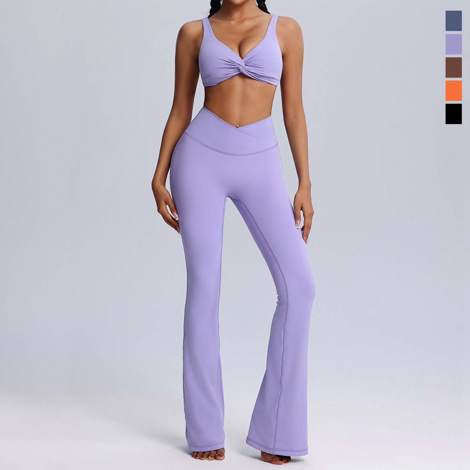 2024 Fall/Winter New V Waist Yoga Suit Two-Piece Naked Tight Horn Yoga Pants Casual Fitness Suit suit