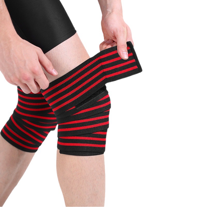 Sports Fitness Knee Protector Men's Squat Elastic Bandage Power Weightlifting Winding Leggings Knee Protection Gym Riding