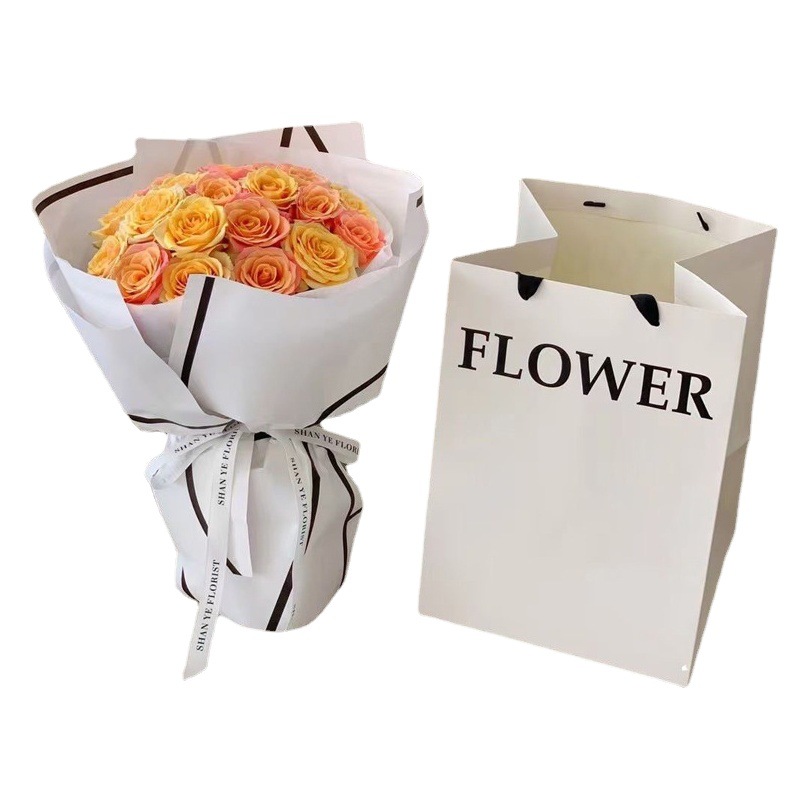 ins Internet Celebrity Flower bouquet handbag square Kraft paper gift packaging bag gift box hand bag gift bag