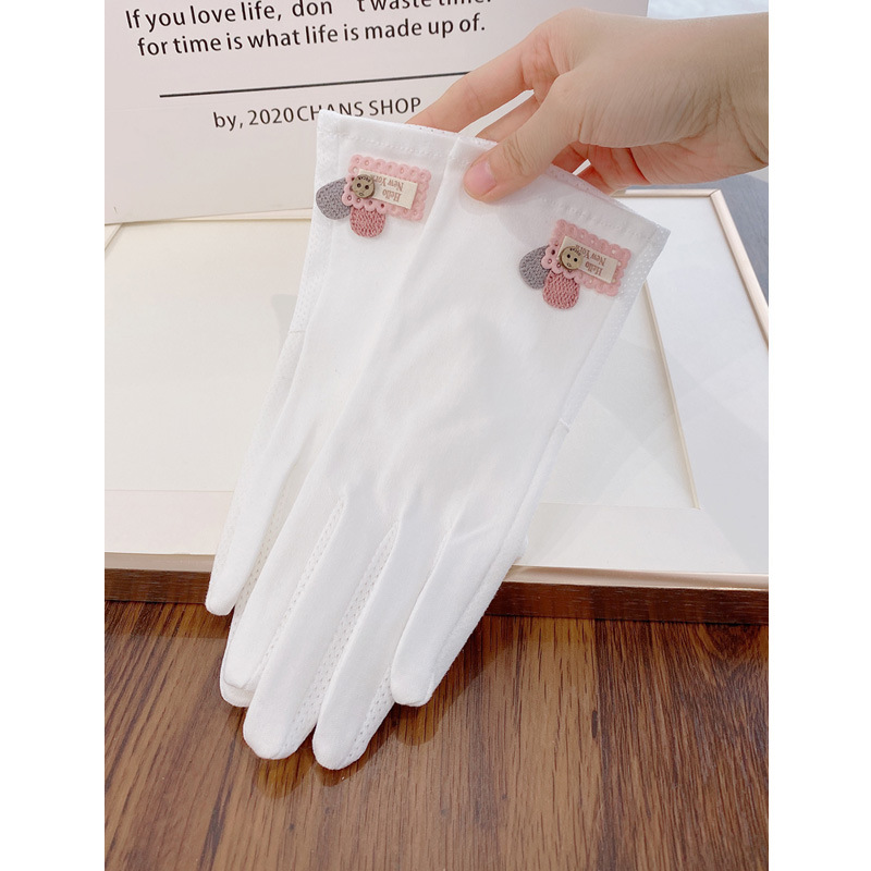 Sunscreen Gloves Summer Women's Thin Anti-ultraviolet Riding Driving Breathable Cotton Non-slip Touch Screen Solid Color Fashion Sunshade