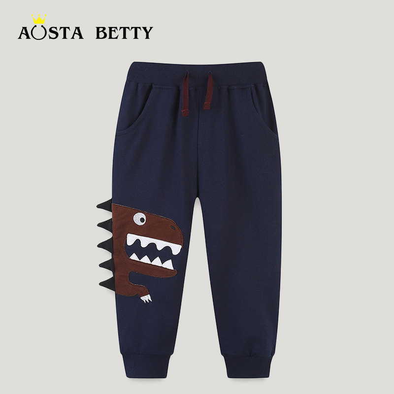 Picture of European and American Style Children's Sports Pants Cotton Autumn New Boys' Sweatshirt Pants Cartoon Embroidered Dinosaur Children's Pants