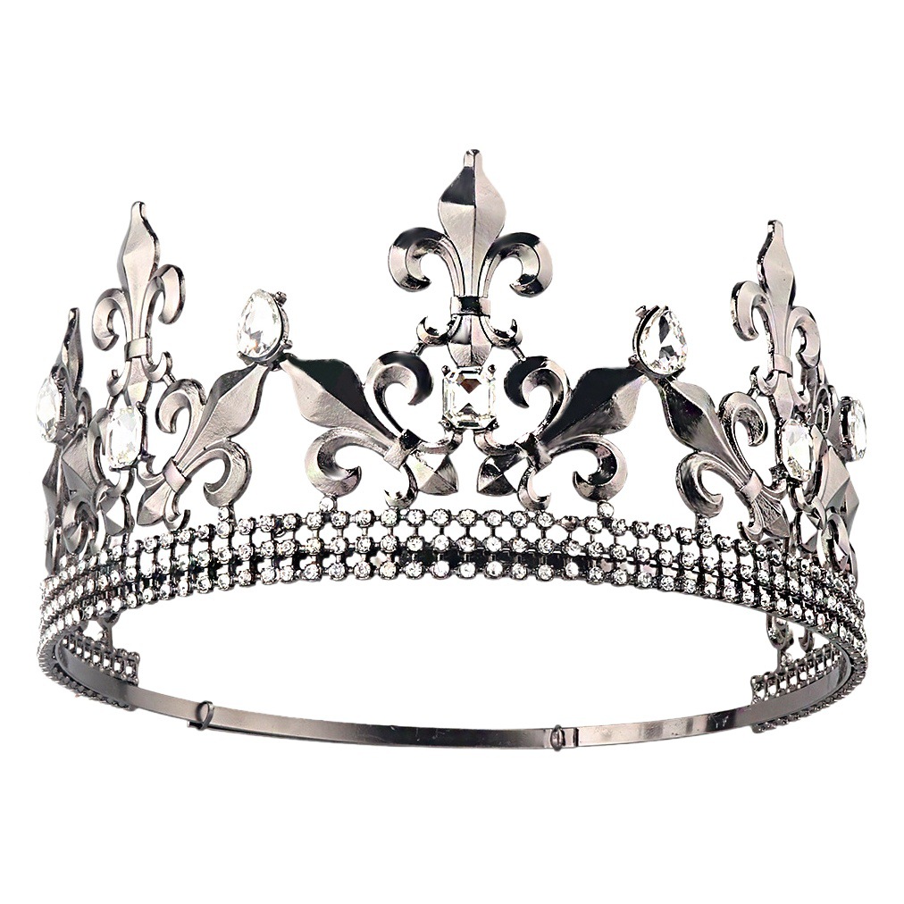 European and American Gothic king Black Crown men's high-end Baroque rhinestone queen crown adjustable children's hair accessories