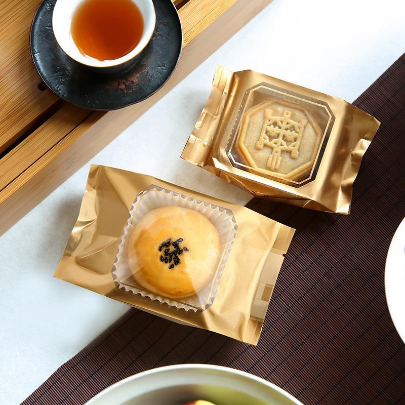 Cantonese moon cake machine bag 50g 80G high-grade souffle bag golden box Mid-Autumn moon cake bag flow heart