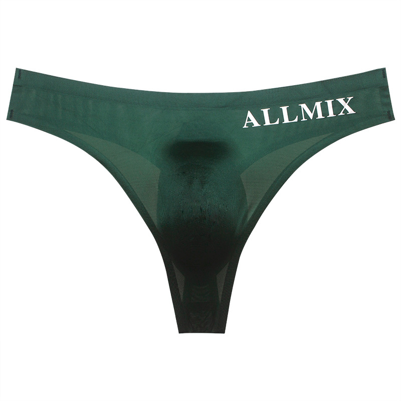 Picture of Foreign Trade Men's Sexy Sports Fitness Letter Thin Transparent Showing Hip Ice Silk Low Waist Seamless Triangle Single Thong