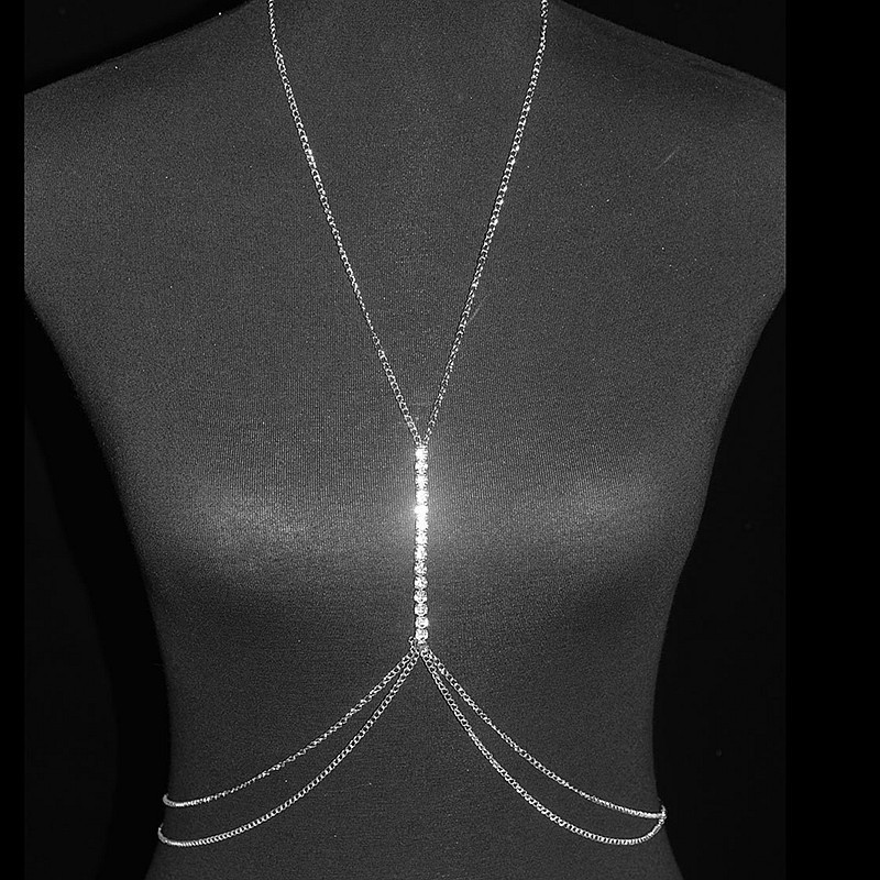 Picture of European and American Cross-border Jewelry Fashion Beach Sexy Bikini Neck Waist Decoration Women's Simple Diamond Body Chain
