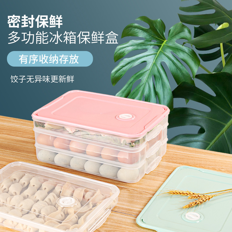 Dumpling Box Kitchen Household Refrigerator Quick-frozen Dumpling Box Special Frozen Dumpling Storage Box for Wonton Multi-layer Tray