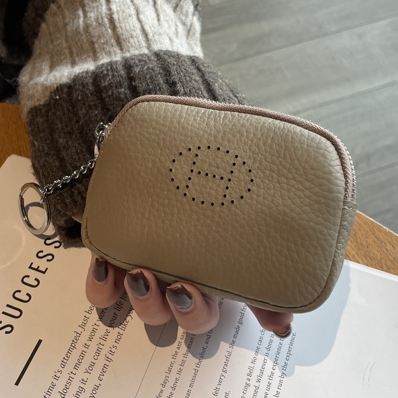 Picture of Genuine Leather Coin Purse for Women 2025 New Trendy Double Zipper Large Capacity Small Wallet Cowhide High-End Coin Bag Small Handbag