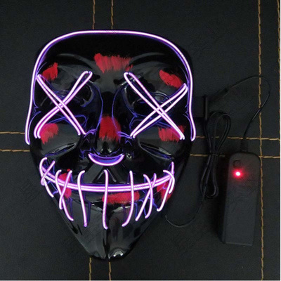 Picture of Spot Amazon Halloween Two-Color Mask El Cold Light Ktv Dance Party Scary Scary Mask Fluorescent