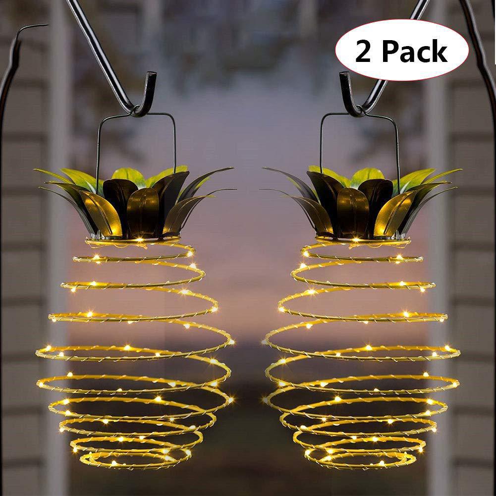 Cross-Border Popular Solar Lamp Pineapple Iron Lantern Led Copper Wire String Outdoor Waterproof Garden Decorative Hanging Lamp