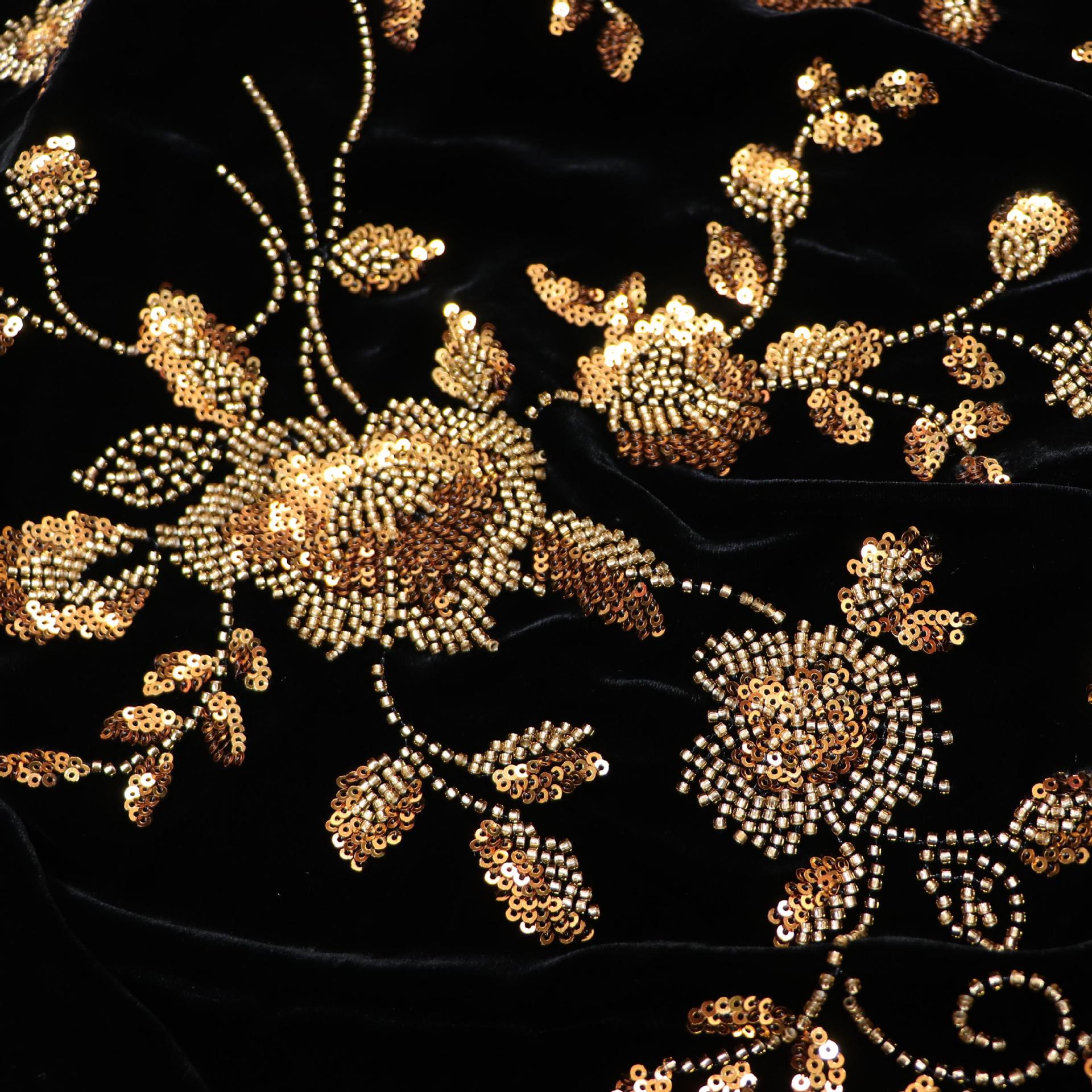 Manufacturer Wholesale 3D Stereo Flower Bead Tube Sequin Embroidery Style Wedding Dress Women's Clothing Small Fragrance Fabric Silk Fabric