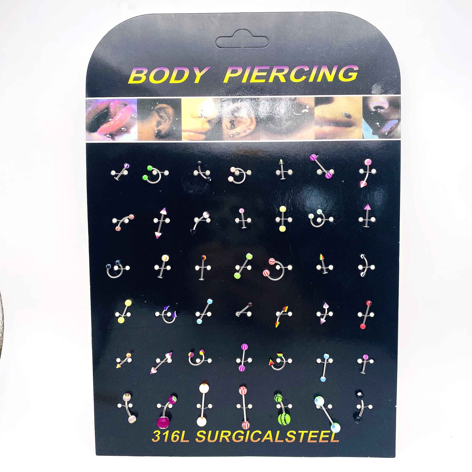 New Set Body Piercing Jewelry Stainless Steel Multicolor Double Diamond Color Navel Nail Cross Border Nose Ring Eyebrow Nail