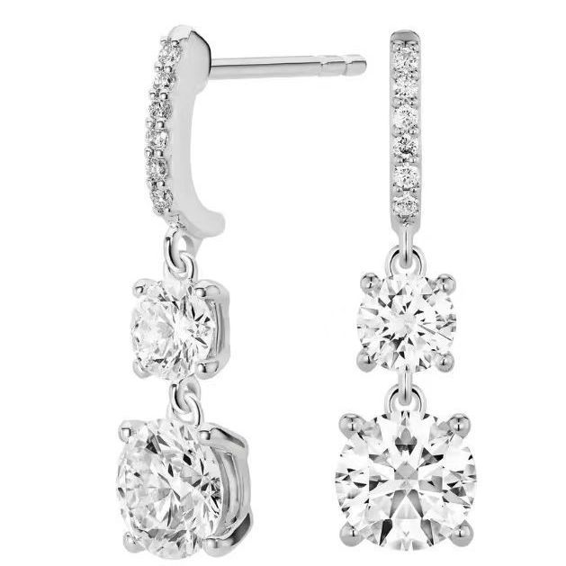 Sterling Silver S925 Mosan Diamond Earrings Classic Cross-border Hot-selling Earrings 3 karat High-grade Heavy Industry D Color Drill