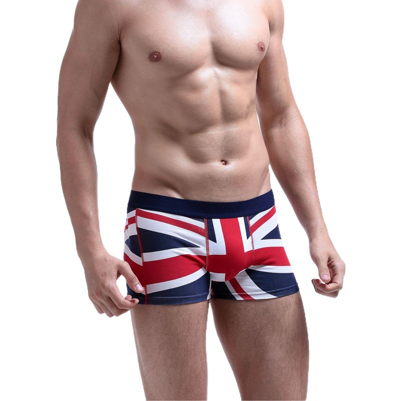 Cross-border seobean hibin men's underwear wholesale men's low waist large size boxers British flag pattern