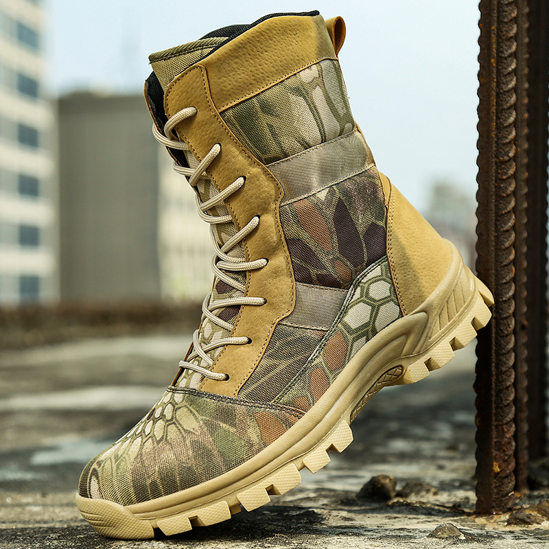 Cross-Border Hiking and Mountaineering Boots Men's Large Size Combat Boots High-Top Outdoor Desert Boots Men's Export Special Forces Tactical Boots