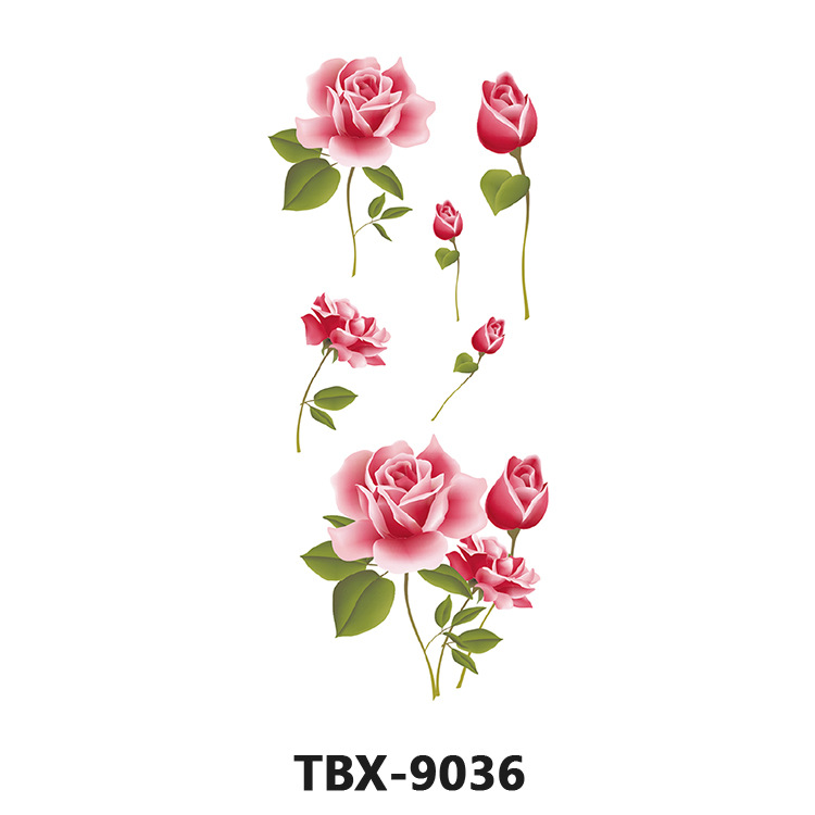 Picture of Waterproof sweat female flower tattoo stickers plant flower party sexy rose peony plum tattoo stickers tattoo