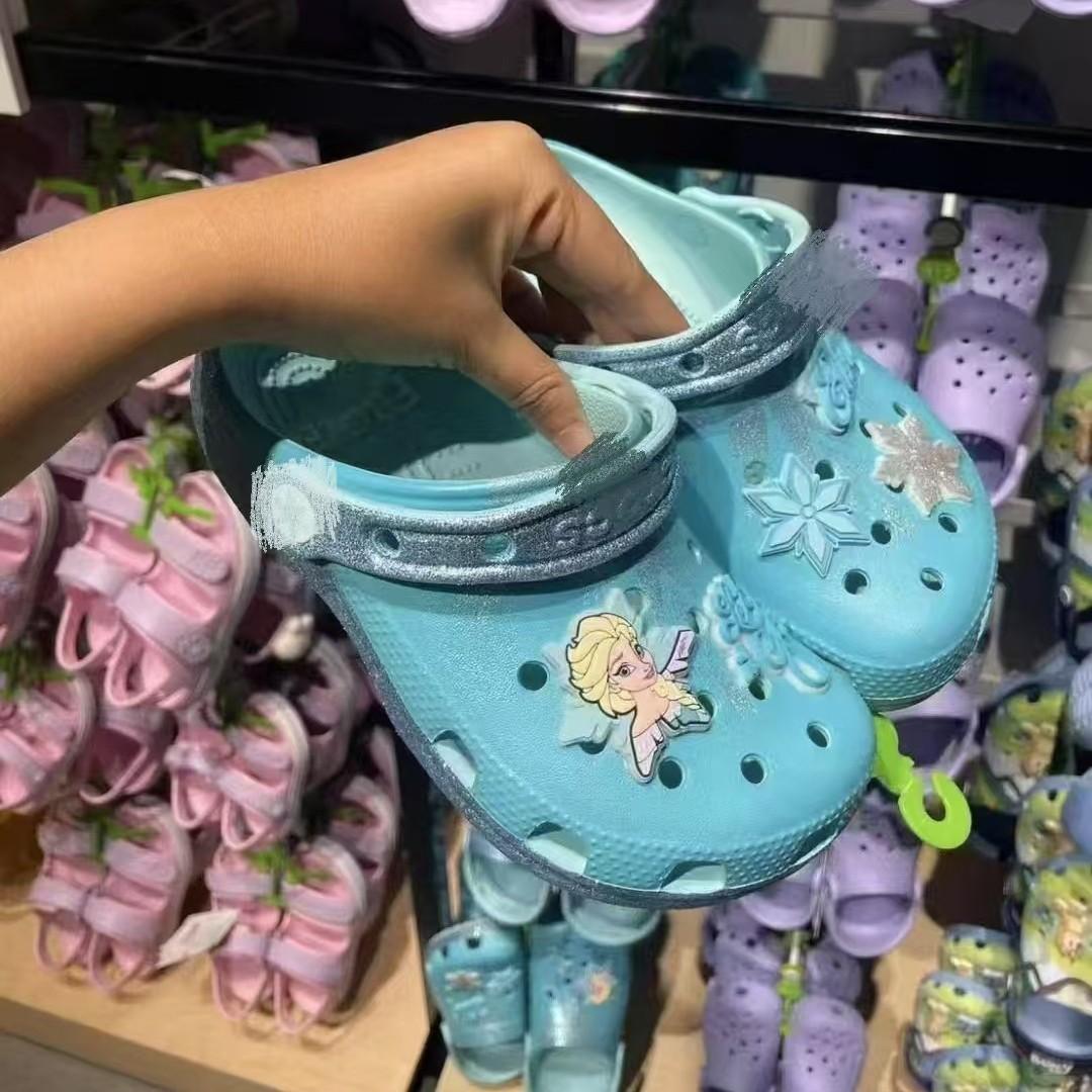 Guangzhou Cross Kidsren's Frozen Clogs Princess Elsa Slippers Beach Shoes Non-Slip Sandals