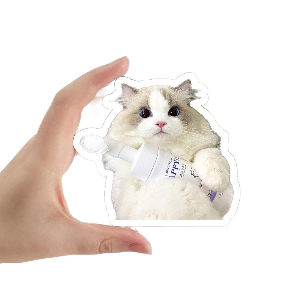 60 Realistic Kitten and Puppy Stickers, Creative Dog ​​Internet Celebrity Funny Kitten Decoration Mobile Phone Case Handbook Material Stickers