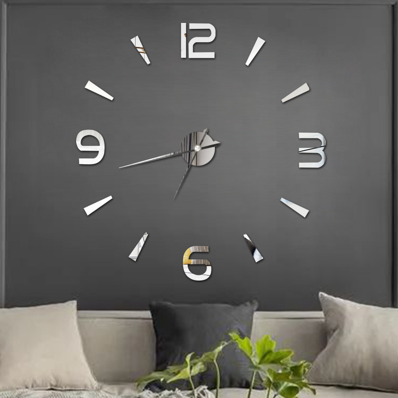 Digital oversized creative diy wall clock modern minimalist clock personalized mute acrylic mirror wall sticker clock