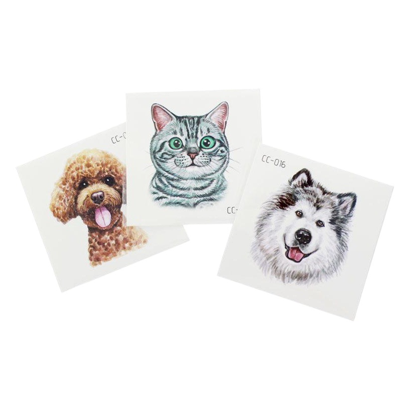Picture of Cat and Dog Tattoo Stickers Waterproof Girls/Kidsren Cute Little Stickers Cartoon Animal Pet Tattoo Stickers