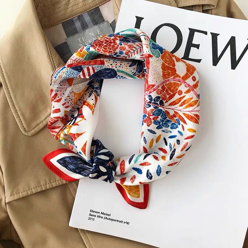 Picture of 2024 New Style Silk Scarves Women's Spring and Summer Fashion Printed 100 Mulberry Silk Small Square Scarf South Korea Ribbon Scarf