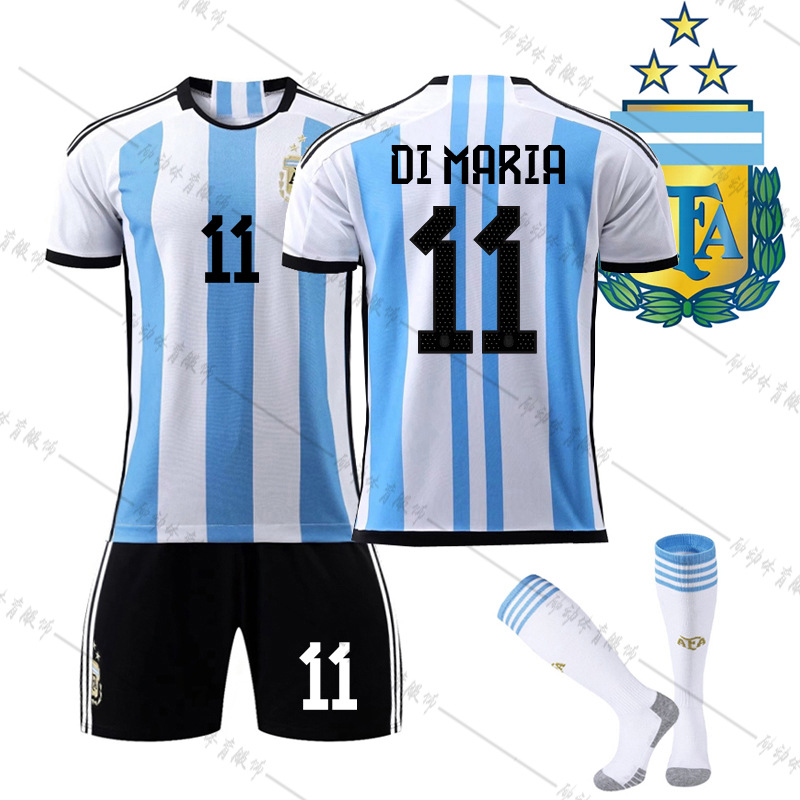 Picture of 2022 World Cup Champion Edition Argentina Home New Samsung Jersey Messi No. 10 Di Maria Football Jersey