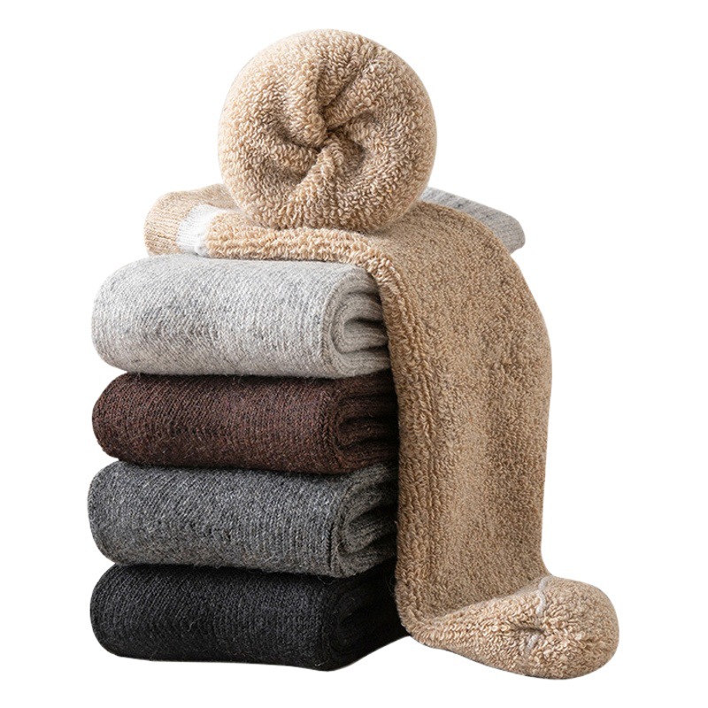 Baonasi Autumn and Winter Solid Color Giant Thick Wool Socks Women's Mid-Calf Socks Thickeneded Warm Terry Socks Winter Stockings Wholesale