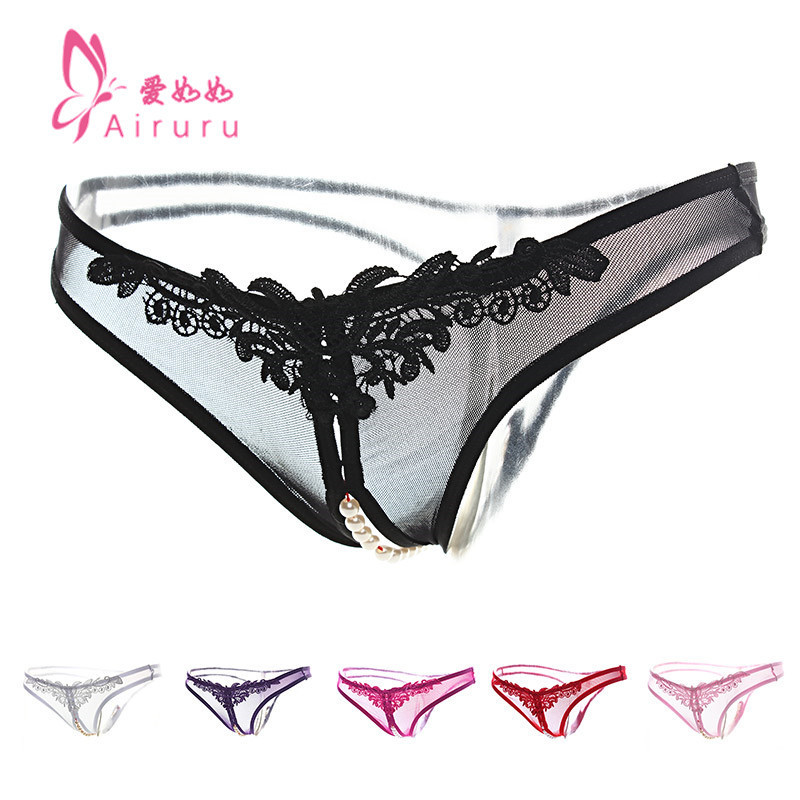 Factory wholesale lace bow fun sexy perspective temptation ladies thong T pants mesh a generation of hair