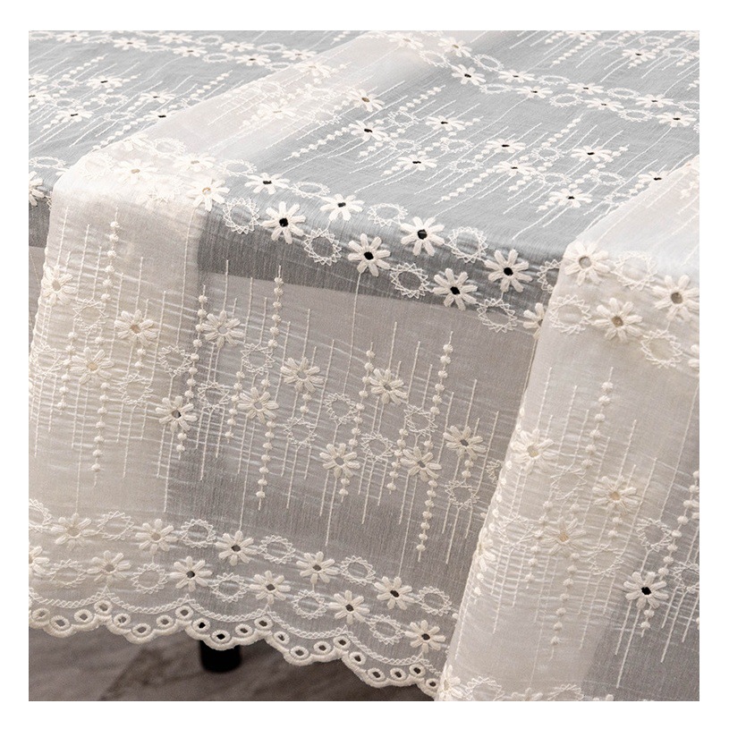 Tencel Fabric Hollow Flower Embroidered Cotton Fabric Dress Tablecloth Bedding Fabric Ready Stock Wholesale Pure Cotton Fabric