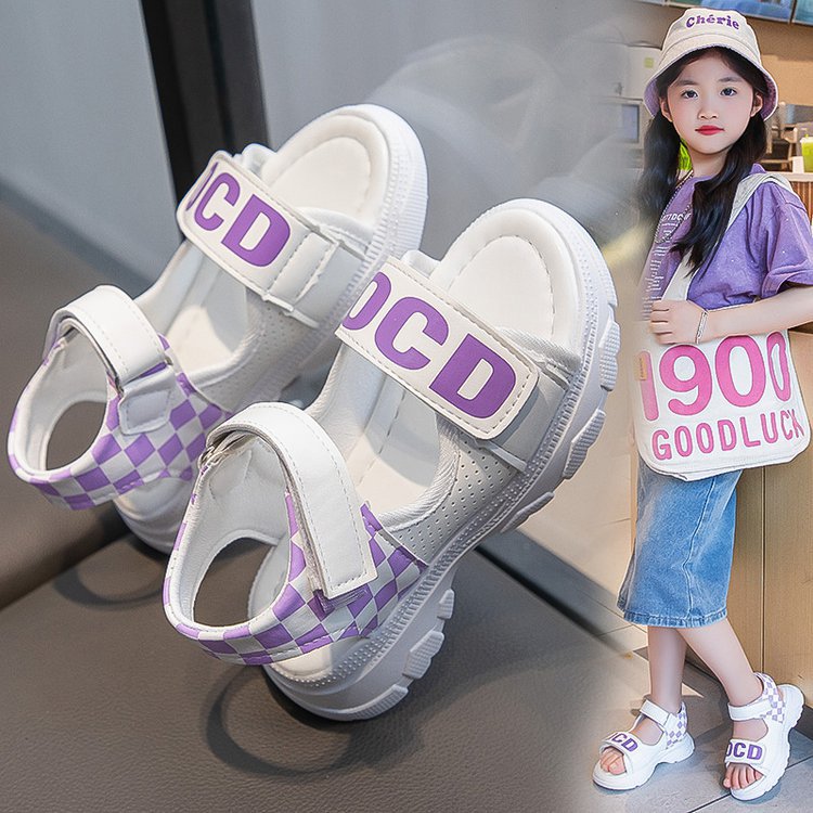 Girls Sandals Summer 2025 New Sports Open Toe Soft Sole Children's Beach Shoes for Big Children and Little Girls Student Shoes