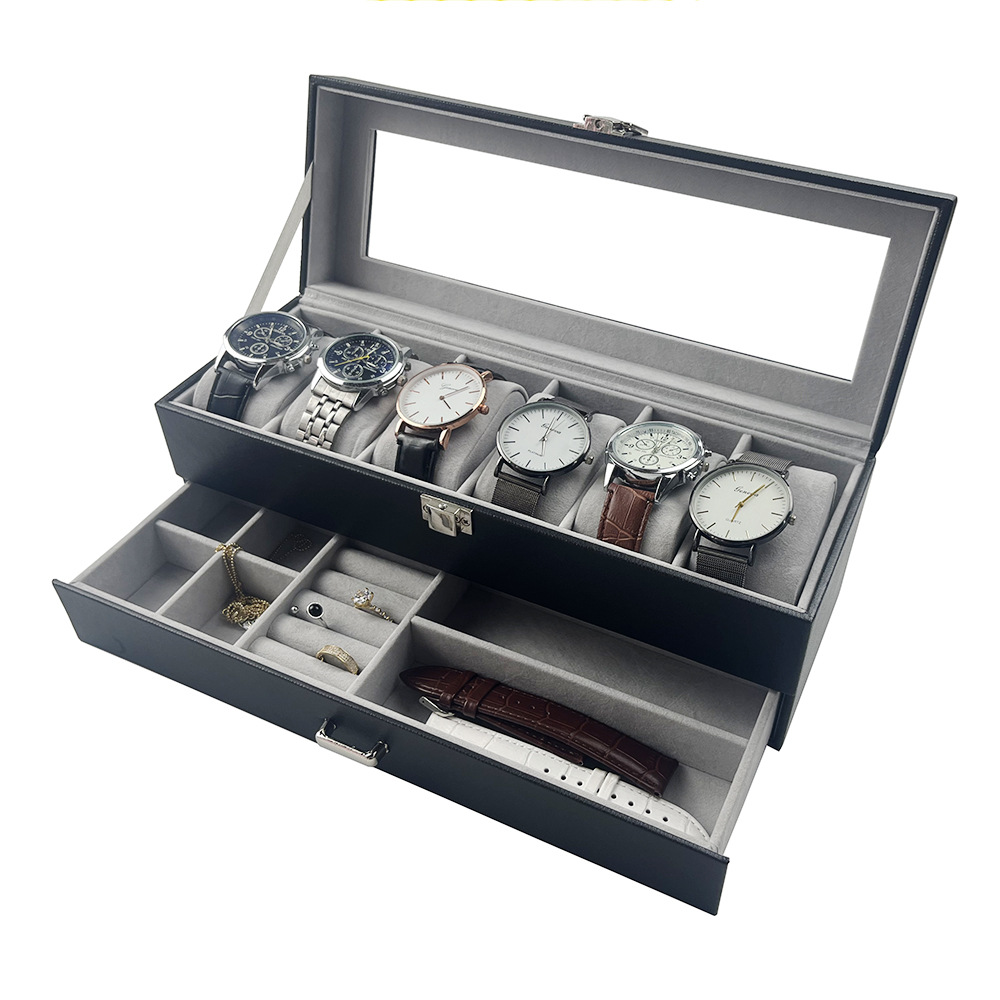 6 black double watch box 6 grid watch jewelry box spot double watch jewelry storage box watch box new products