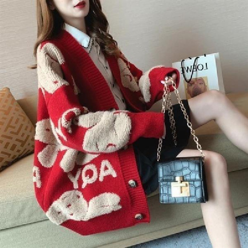 Picture of Sweater coat spring women's clothing 2023 new trendy lazy Korean style loose plus size knitted cardigan thickened trendy