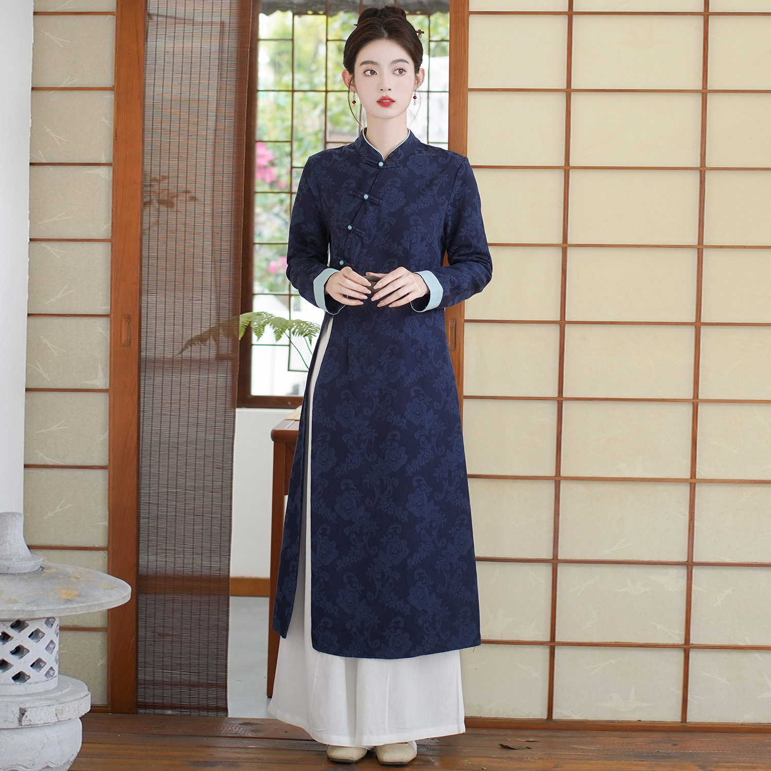 Picture of Spring and Autumn New Chinese Cheongsam dress Women's Tea Clothing Tea Art Clothing suit Zen Zen Clothing Chinese Style Tang Suit Women's Clothing