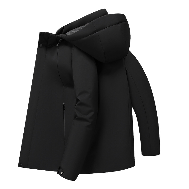 Autumn and winter long down cotton-padded jacket new solid color men's middle-aged and elderly warm loose all-match hooded parka jacket