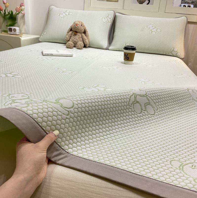 Picture of Class A Explosions Ice Beans Mat Bed Sheet Three-Piece Set Machine Washable Ice Silk Mat Latex Soft Mat Air-Conditioned Mat