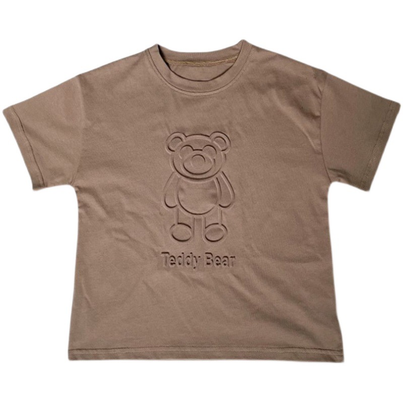 Picture of Boys' T-Shirt Embossed Bear Korean Kidsren's Stereo Embossed Soft Cotton Short-Sleeved T-Shirt Casual Tops for Boys and Girls