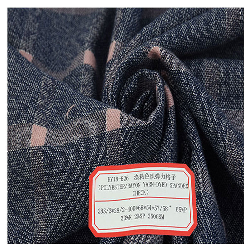 Polyester-Viscose Yarn-Dyed Stretch Plaid Fabric Tr Stretch Fashion Suit Skirt Pants Material
