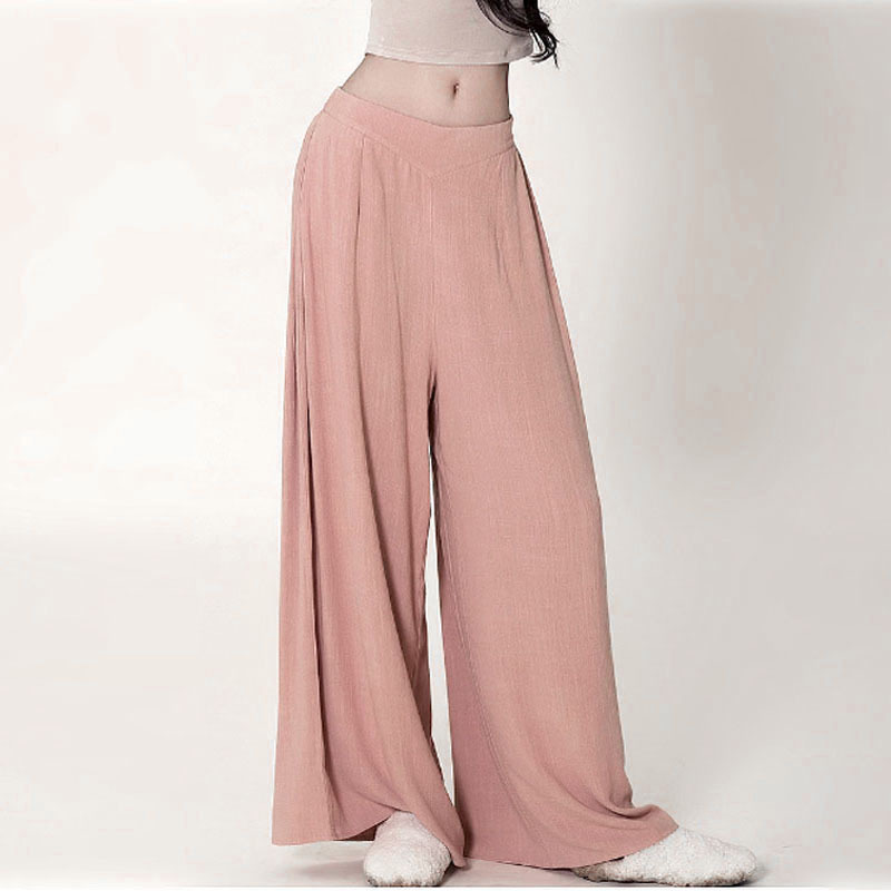 Picture of Cotton and linen wide-leg pants women's high waist draping loose straight dance long pants modern classical dance practice clothing adult