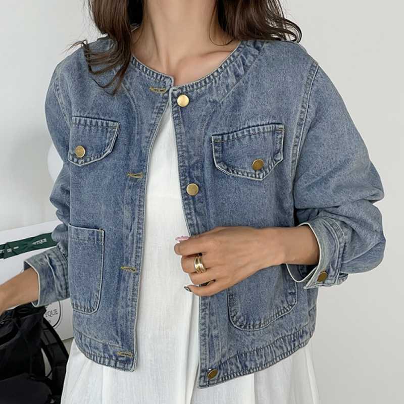 Autumn New Design Sense Niche Korean Casual All-match Denim Long-sleeved Short Jacket Women's Top