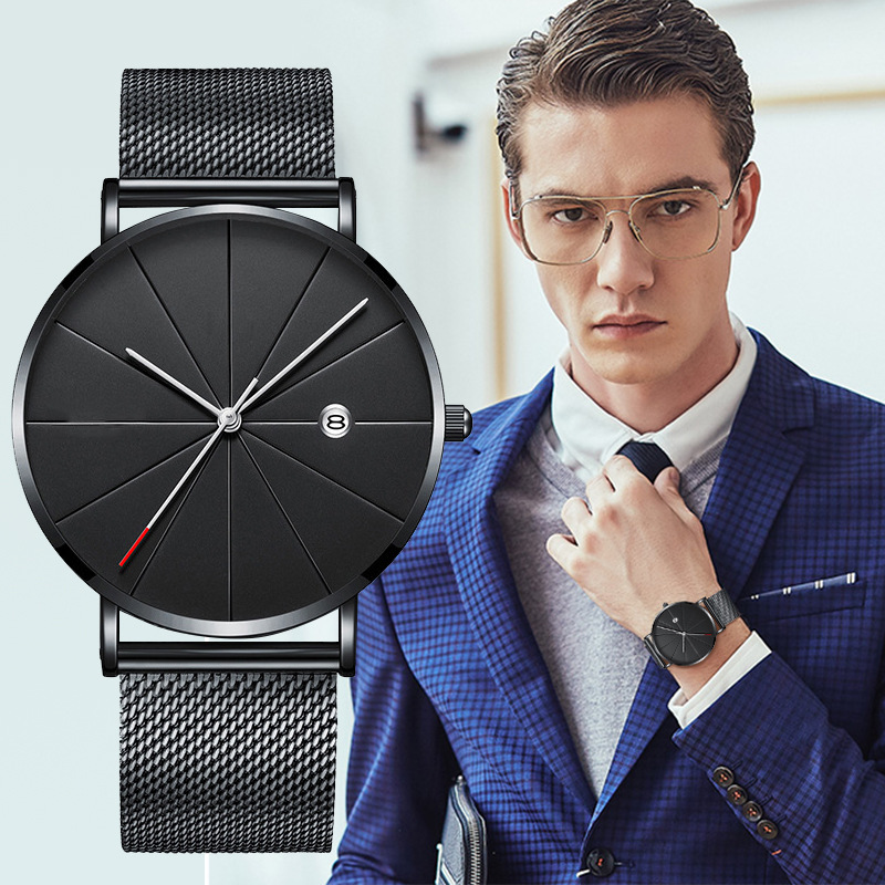 AliExpress Men's Watch New Wormhole New Concept Ultra-thin Watch for Male Students Trendy Quartz Mesh Band Watch