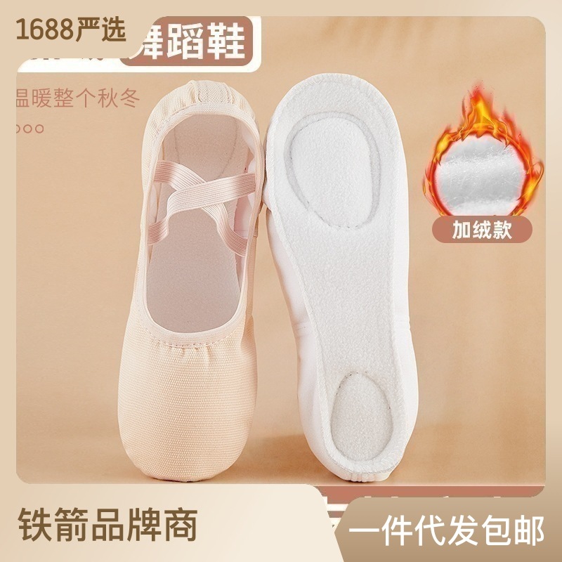 Winter fleece-lined dance shoes children's thickened ballet shoes adult practice dance shoes cat claw shoes yoga shoes wholesale