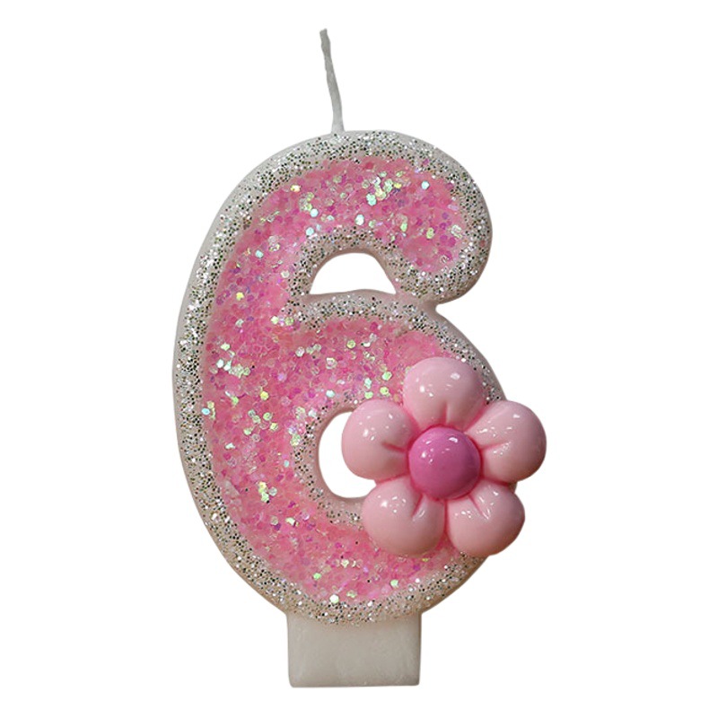 Online celebrity romantic pink five-petal flower digital candle cake decoration candle cross-border e-commerce AliExpress Amazon hot sale