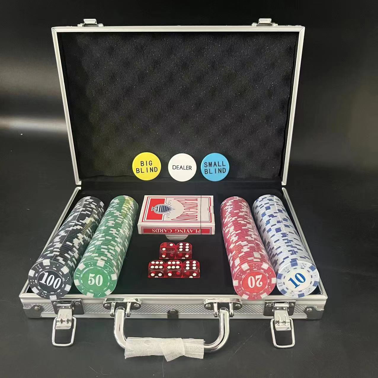 Picture of Sample available] Yiqian can send Texas poker aluminum box suit 100/200/300/500 chips suit