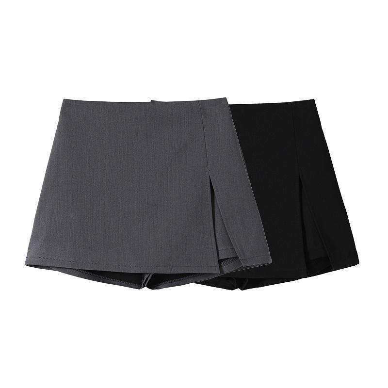 Suit Short Skirt Summer 2025 Black New Style Slit High Waist Versatile Slimming Look Skirt Pants Skirt