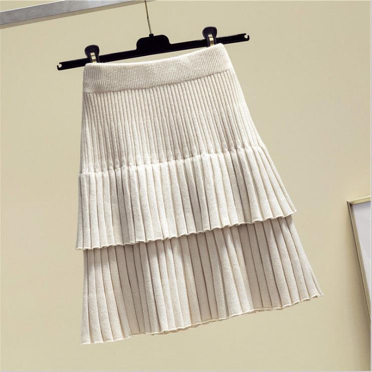 Picture of Trendy Autumn Skirt Korean Style Women's High Waist Cake Skirt Pleated Skirt Knitted Spring and Autumn Women's Stitching Short Skirt