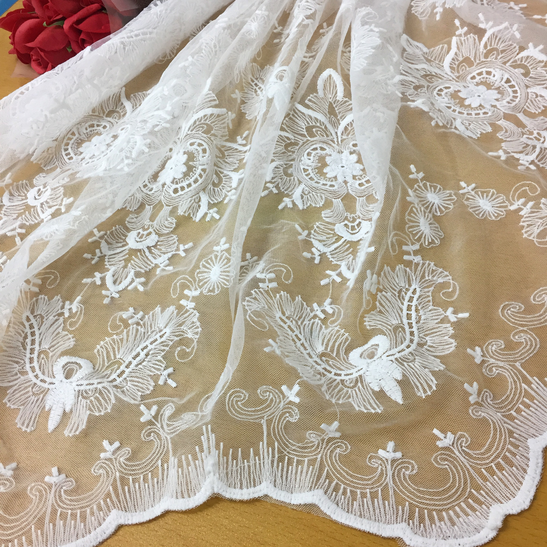 Water soluble milk silk fabric mesh embroidery stereoscopic 3D fashion clothing accessories handmade DIY lace cloth