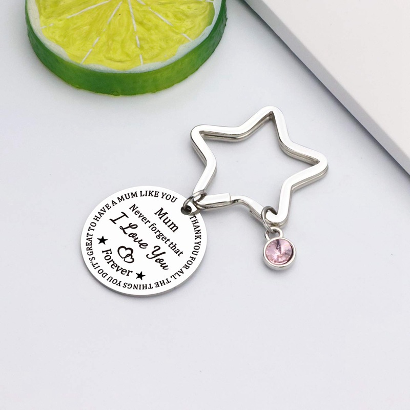 Picture of European and American Mother's Day Mum Mother and son mother and daughter Family key chain Christmas birthday gift stainless steel lettering gift