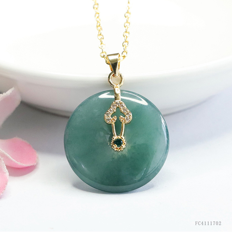 Xinyu natural A goods jade safety buckle pendant blue water jade necklace jewelry live wholesale FC4111702