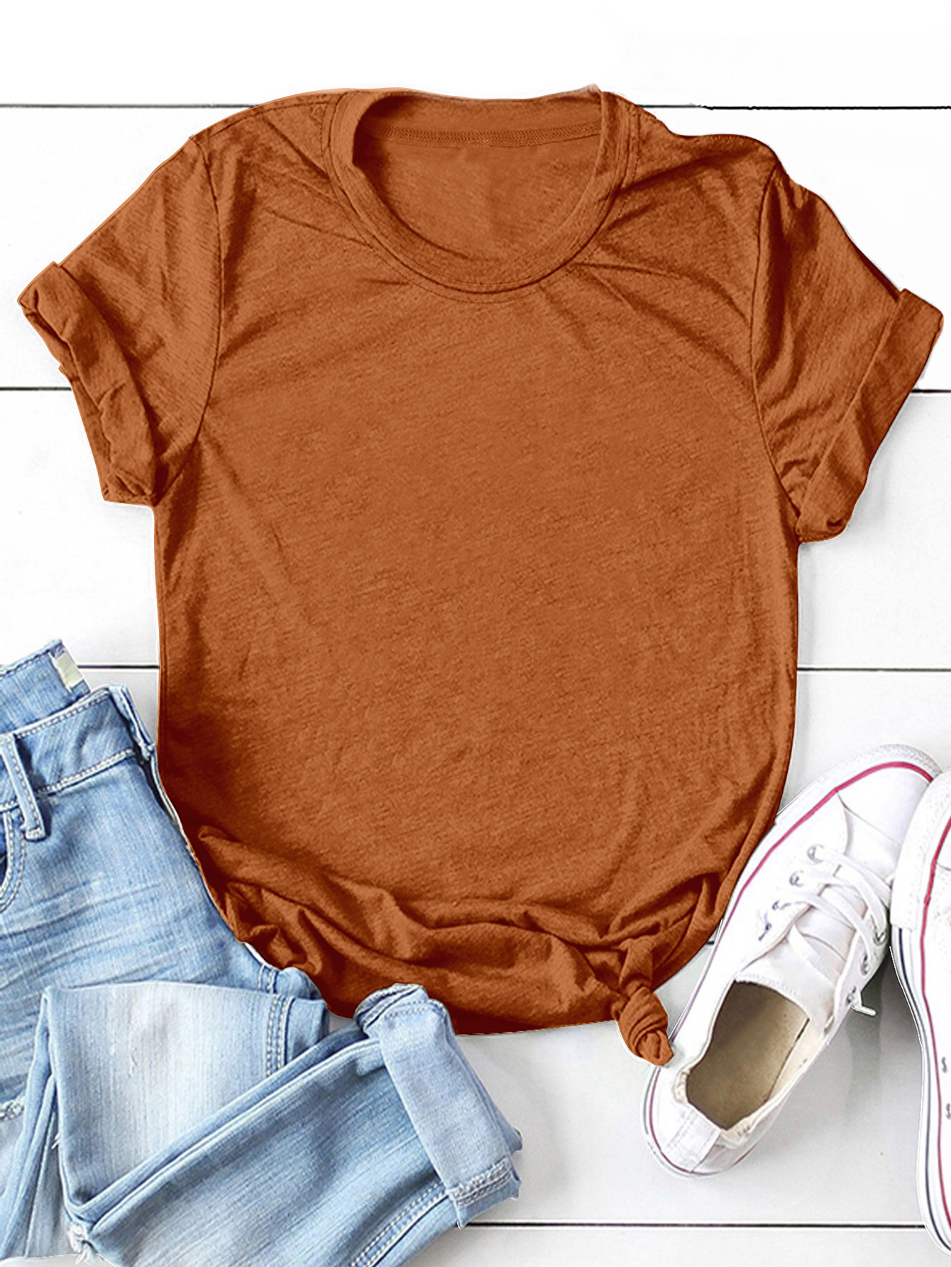 Picture of Spot wholesale foreign trade cross-border solid color blank loose large size T-shirt short sleeve men and women with Amazon wish